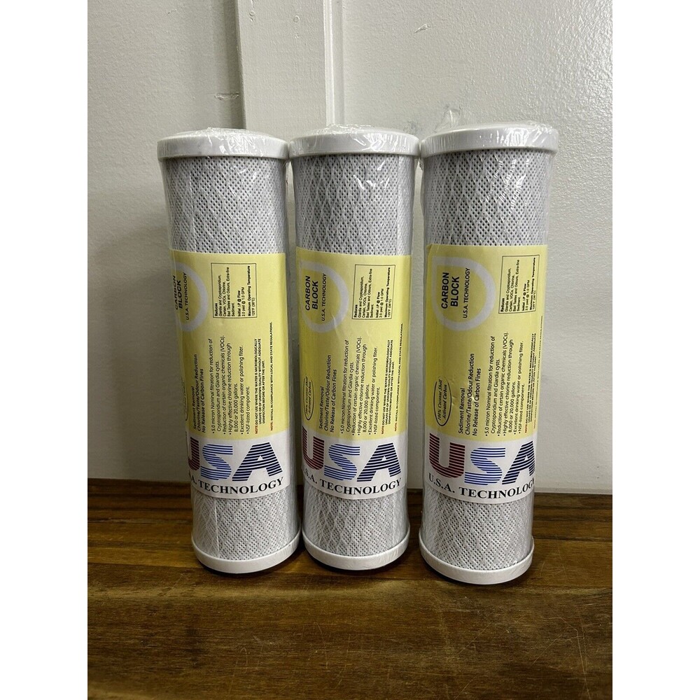 U.S.A. technology carbon block filter cartridges Pack Of 3 9-3/4" x 2-3/4